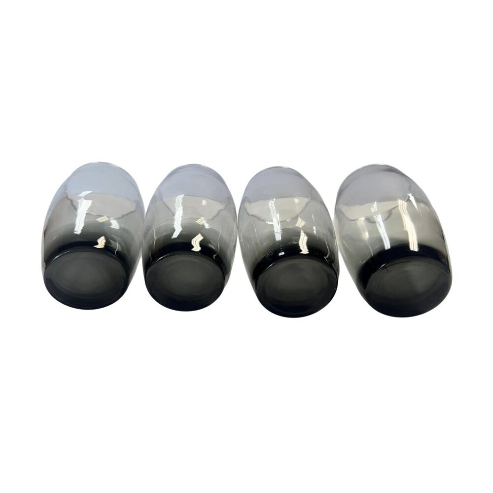 Drinking Water Ice Tea Glasses Roly Polly Grey Smoke Set 4 Vintage Ombre Heavy - Picture 7 of 8